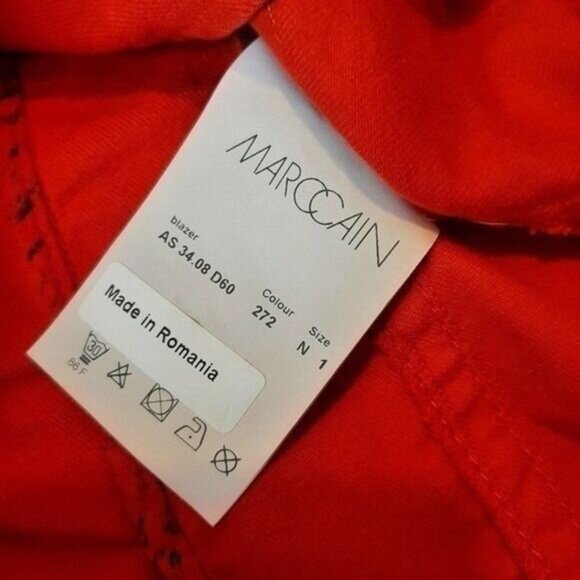 MARC CAIN Blazer Jacket 100% Cotton Red Sz 4 (N1) - Picture 14 of 16